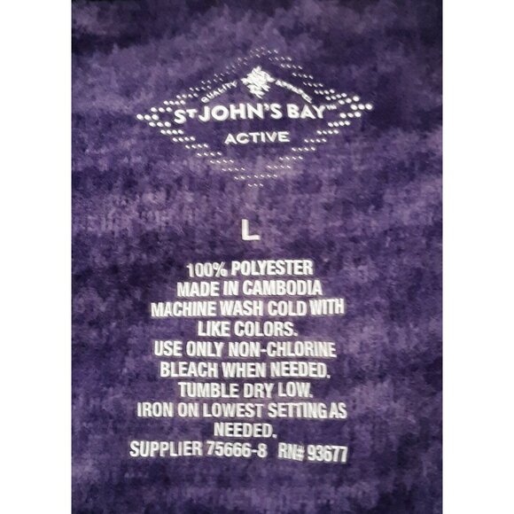 St. John's Bay Active Men's Large Purple Black Partial Zip Fleece Pullover - Picture 2 of 4